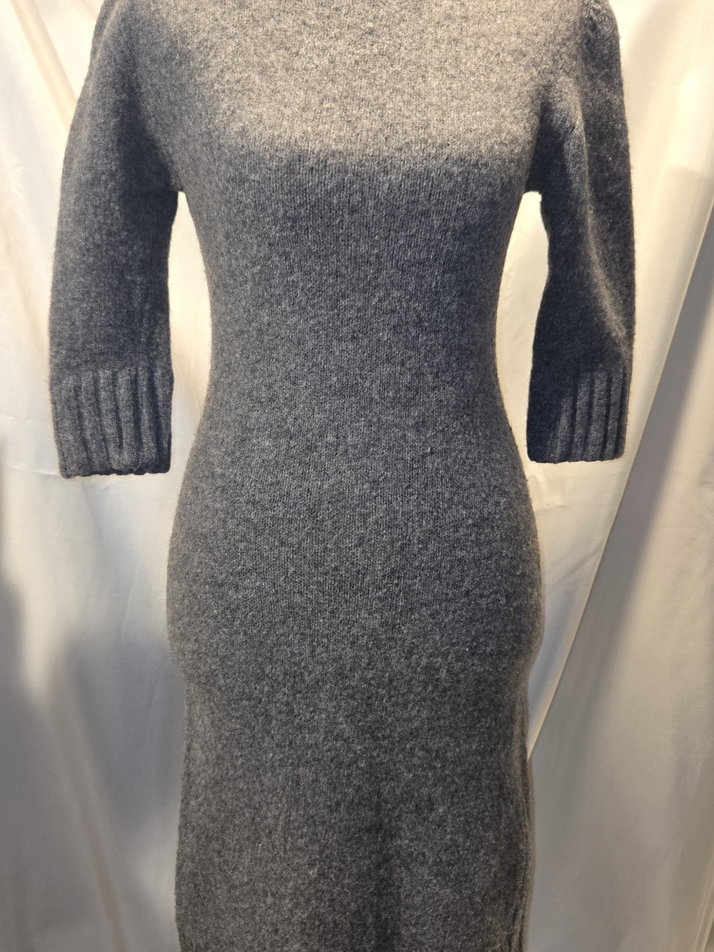 Zara Gray Long Sleeve Knit Midi Dress